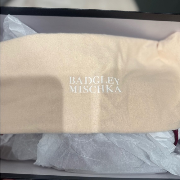 Badgley Mischka Red Velvet Heels with Embellished Buckle - Picture 2 of 7